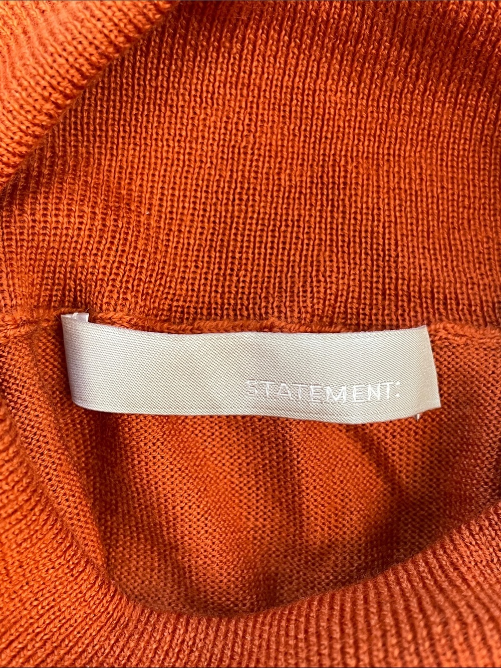 NWT Statement Virgin Wool Short Sleeve Turtleneck Sweater Burnt Orange Sz L - Picture 5 of 10